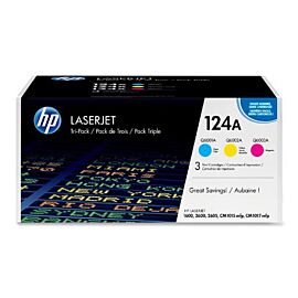 HP 124A Tri-color Toner Cartridge Cyan Magenta Yellow Laser 2000 Page 1 Pack - CE257A