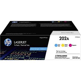 HP 202A 3-Pack Cyan, Magenta,Yellow High Yield, Toner Cartridge - CF500AM