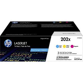 HP 202X 3-Pack Laser, 2500 Pages Cyan,Magenta,Yellow High Yield, Toner Cartridge - CF500XM