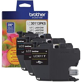 Brother Tri-pack, Cyan, Magenta, Yellow Standard Yield Inkjet Cartridge - LC30113PKS