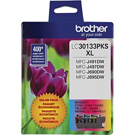 Brother Tri-pack, Cyan, Magenta Yellow High Yield Ink Cartridge - LC30133PKS